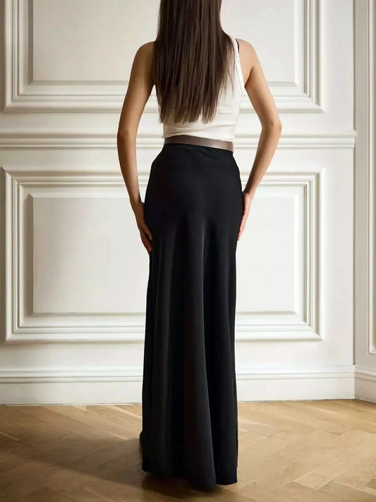 CLASSIC BLACK SATIN SKIRT