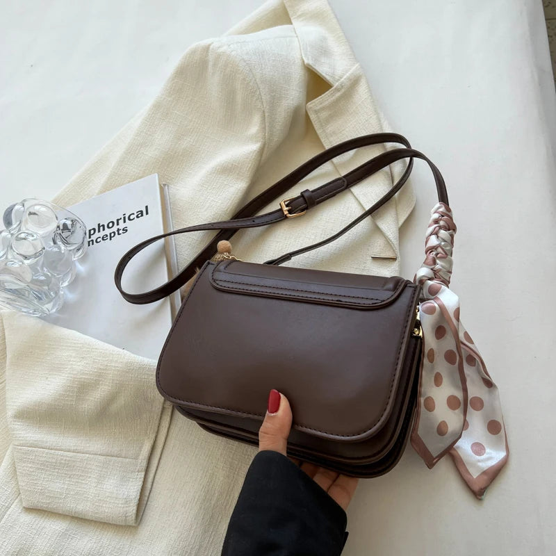 COFFEE COLOR LEATHER MINI SHOULDER BAG