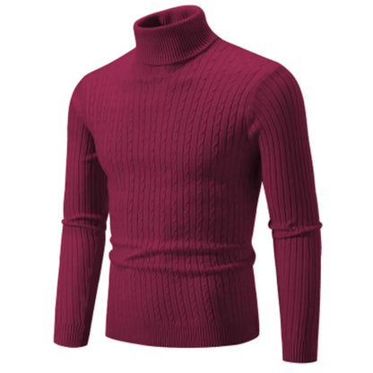 CLASSIC OLD MONEY WHINE RED TURTLENECK PULLOVER