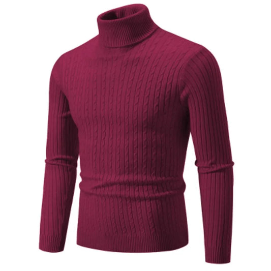 CLASSIC OLD MONEY WHINE RED TURTLENECK PULLOVER