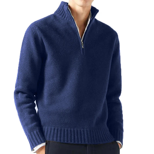 OLD MONEY LONG NECK NAVY BLUE SWEATER