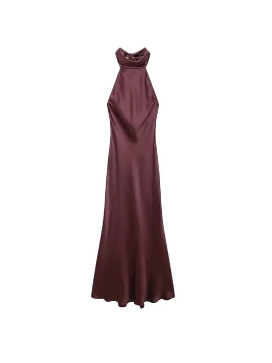 SATIN WINE RED PREMIUM DRESS
