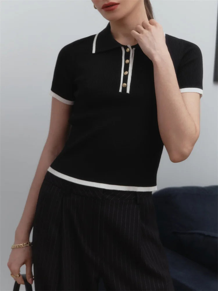 VINTAGE BLACK KNIT POLO