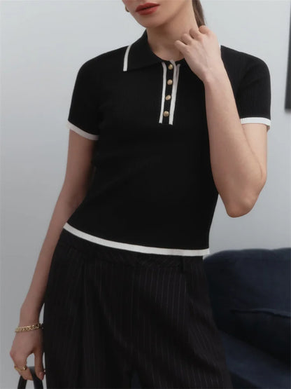 VINTAGE BLACK KNIT POLO