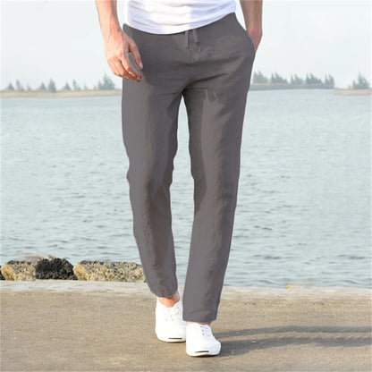 OLD MONEY GRAY LINEN TROUSERS
