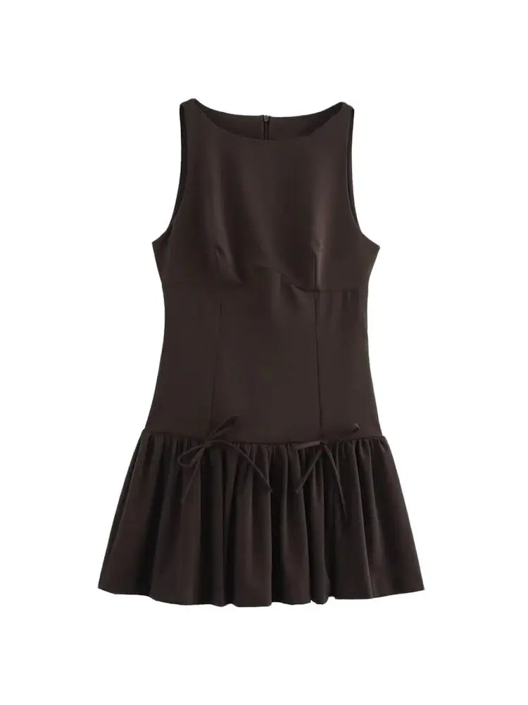 OLD MONEY DARK BROWN MINI DRESS