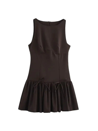 OLD MONEY DARK BROWN MINI DRESS