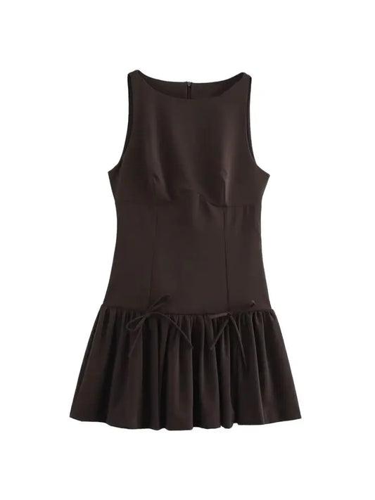 OLD MONEY DARK BROWN MINI DRESS