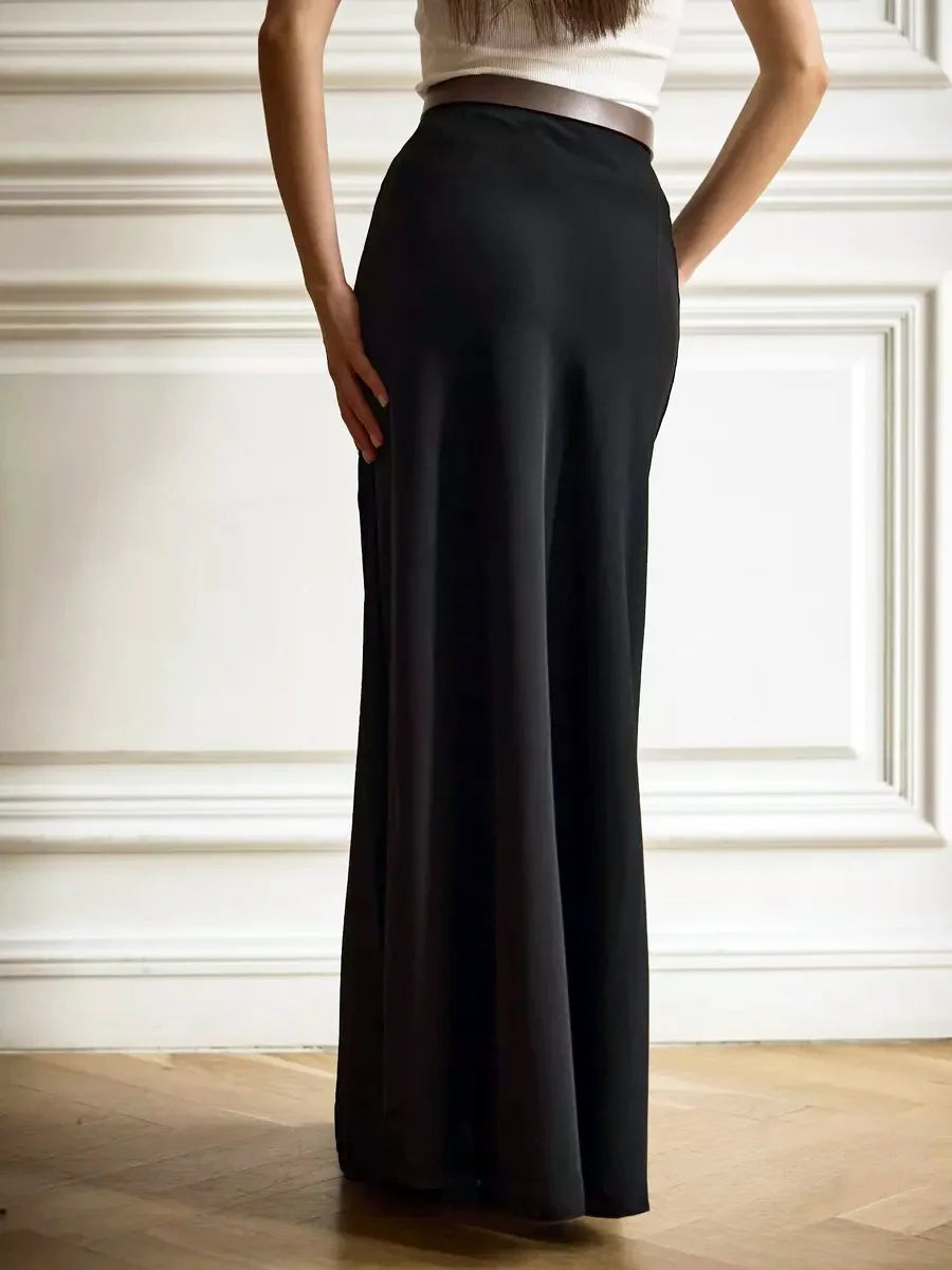 CLASSIC BLACK SATIN SKIRT