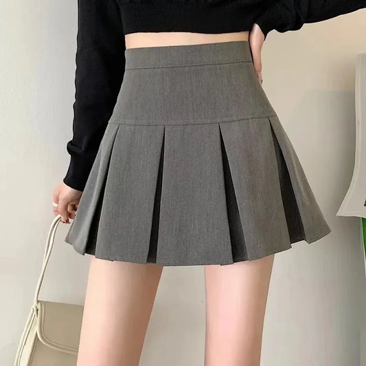 GRAY VINTAGE PLEATED MINI SKIRT