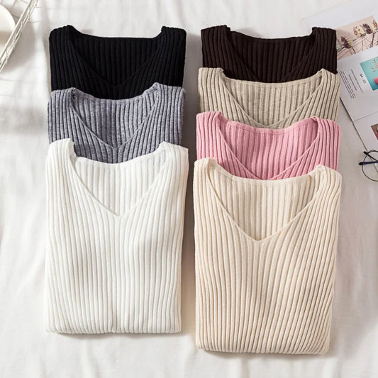 CASUAL WHITE KNIT PULLOVER SWEATER