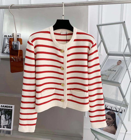 BELMONT RED STRIPED CARDIGAN