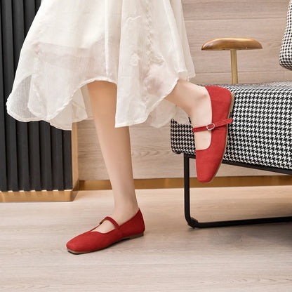 HIGH QUALITY RED OLD MONEY ELEGANT FLATS