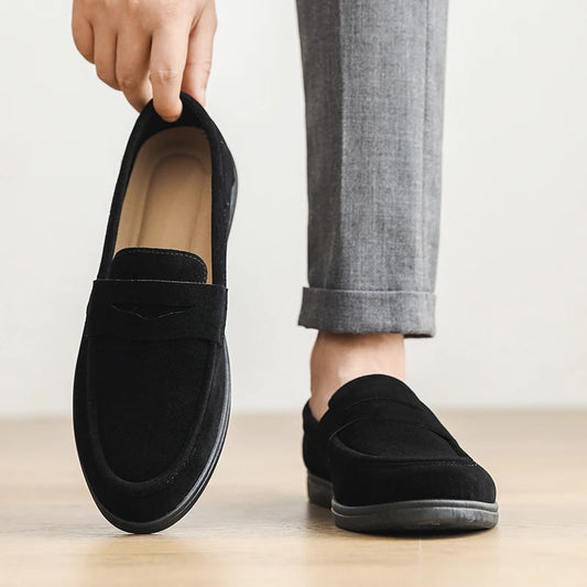 HERITAGE BLACK SLIP-ON LOAFERS