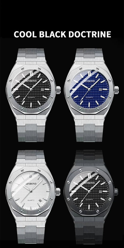 MAYFAIR SILVER BLACK STEEL WATCH