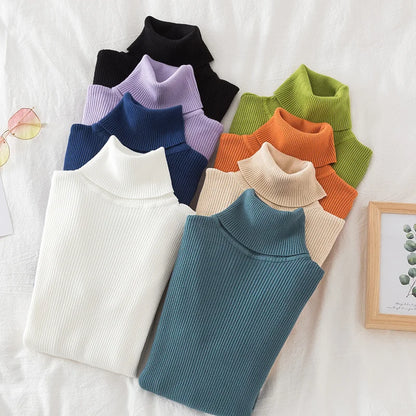 SLIM KNIT BROWN TURTLENECK SWEATER