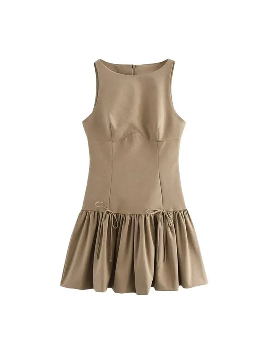 OLD MONEY KHAKI MINI DRESS