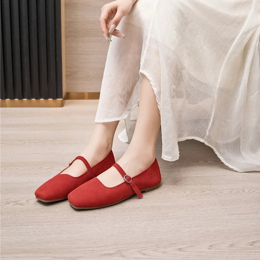 HIGH QUALITY RED OLD MONEY ELEGANT FLATS