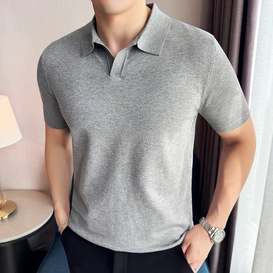HERITAGE V-NECK CLASSIC GRAY POLO