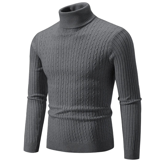 CLASSIC OLD MONEY GRAY TURTLENECK PULLOVER