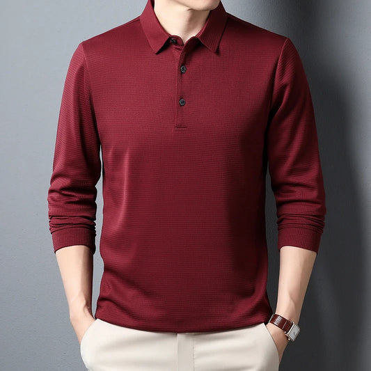CASUAL LONG-SLEEVE RED POLO