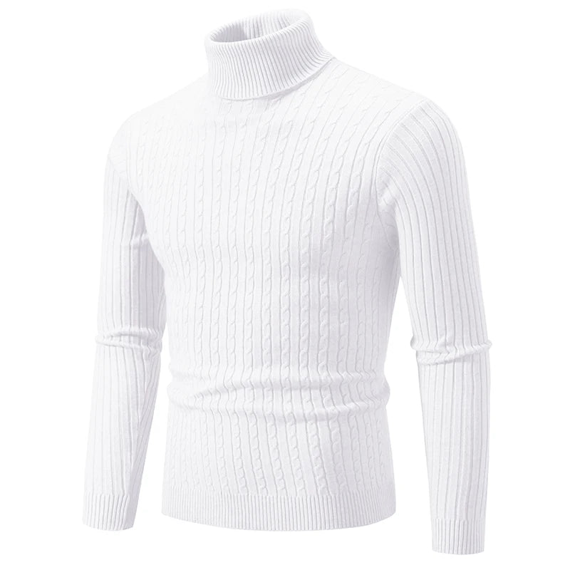 CLASSIC OLD MONEY WHITE TURTLENECK PULLOVER