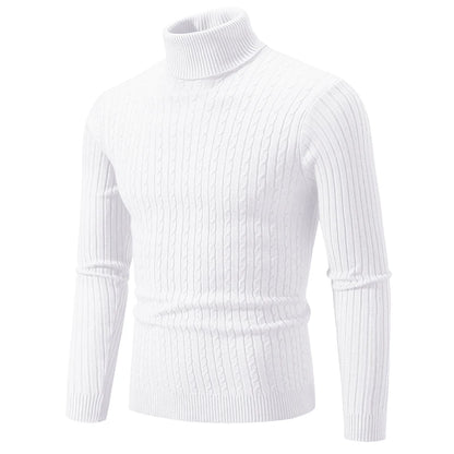 CLASSIC OLD MONEY WHITE TURTLENECK PULLOVER