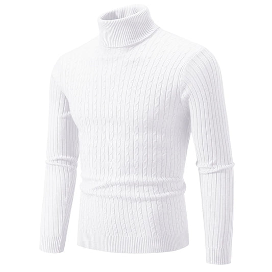 CLASSIC OLD MONEY WHITE TURTLENECK PULLOVER