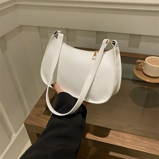 VINTAGE LEATHER WHITE SHOULDER BAG