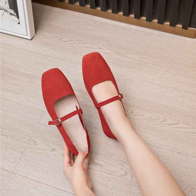 HIGH QUALITY RED OLD MONEY ELEGANT FLATS