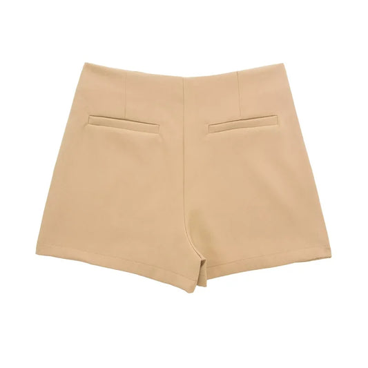 VINTAGE TIERED KHAKI SKORT SHORTS