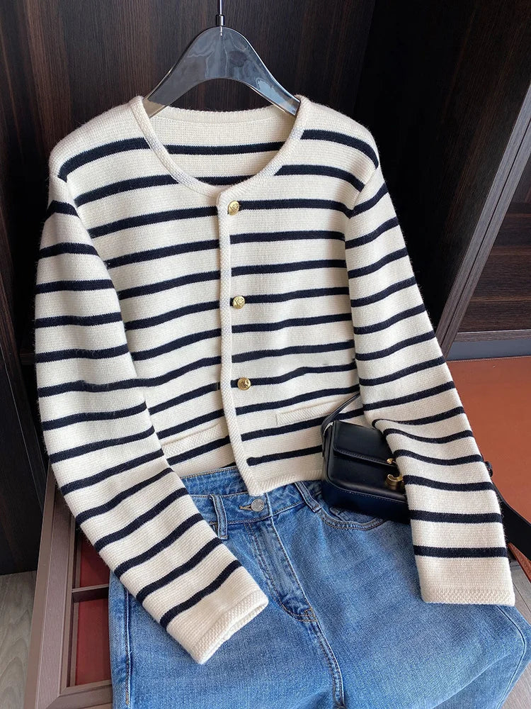 BELMONT BLACK STRIPED CARDIGAN