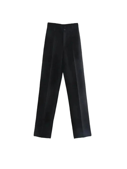 BLACK TAILORED STRAIGHT TROUSERS