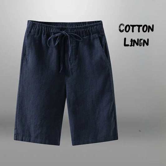 OLD MONEY COTTON NAVY BLUE BEACHY SHORTS