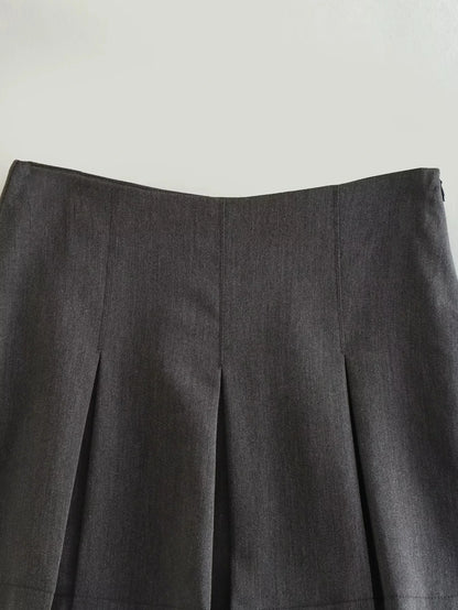 WOMEN PLAIN CASUAL GRAY SKIRT