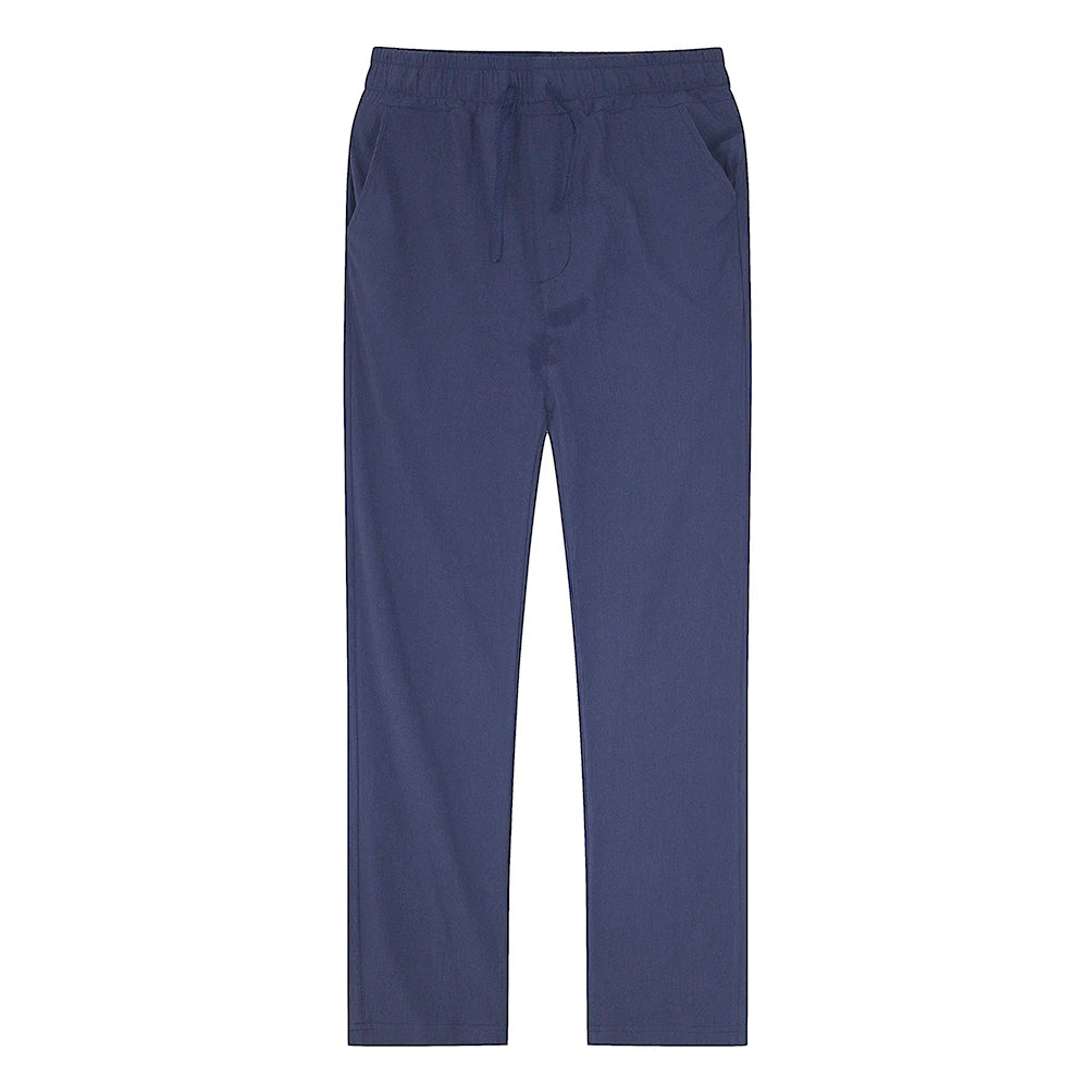 OLD MONEY NAVY BLUE LINEN TROUSERS