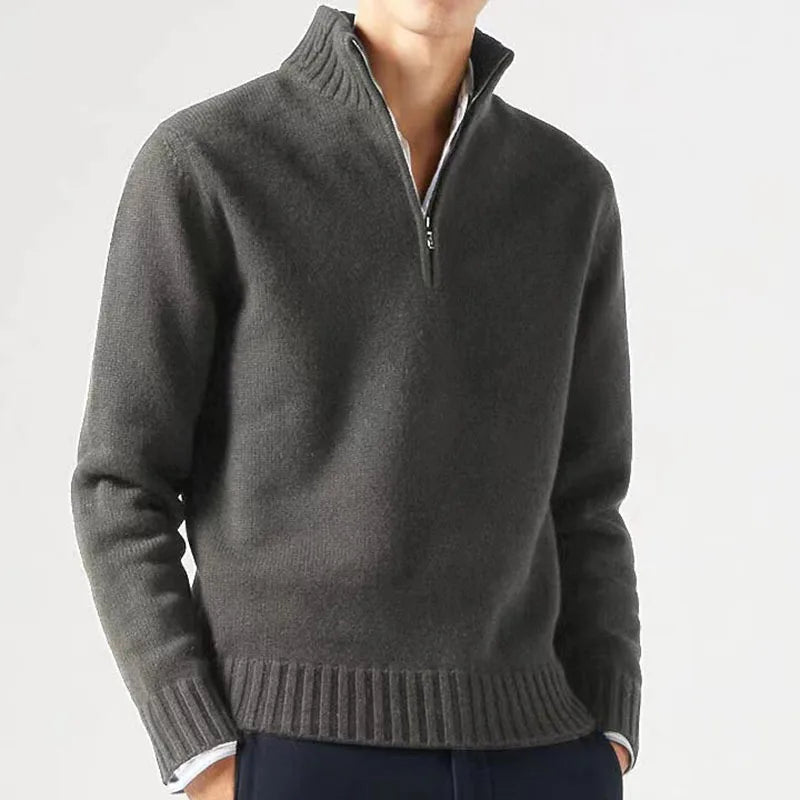 OLD MONEY LONG NECK DARK GRAY SWEATER