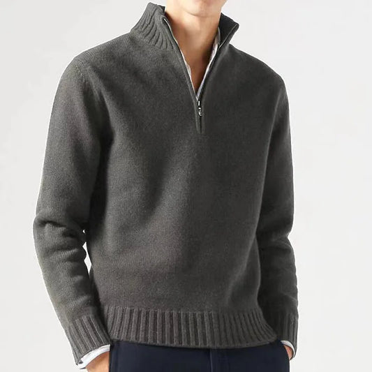 OLD MONEY LONG NECK DARK GRAY SWEATER