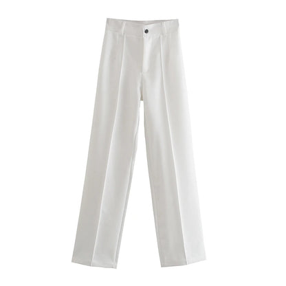 WHITE TAILORED STRAIGHT TROUSERS