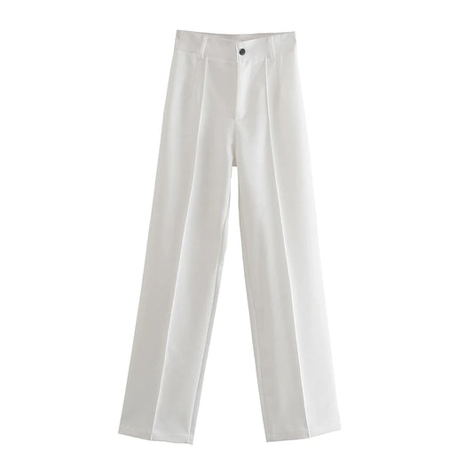 WHITE TAILORED STRAIGHT TROUSERS