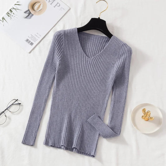 CASUAL GRAY KNIT PULLOVER SWEATER