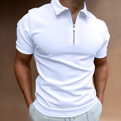 VINTAGE QUARTER ZIP WHITE POLO