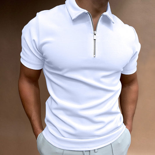 VINTAGE QUARTER ZIP WHITE POLO