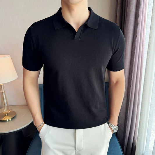 HERITAGE V-NECK CLASSIC BLACK POLO