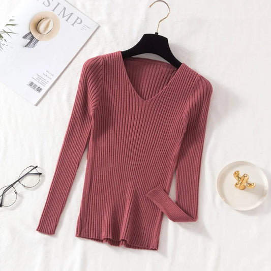 CASUAL BRICK RED KNIT PULLOVER SWEATER