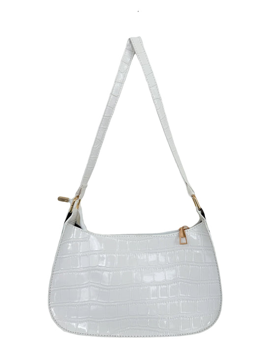 VINTAGE LEATHER WHITE SHOULDER BAG