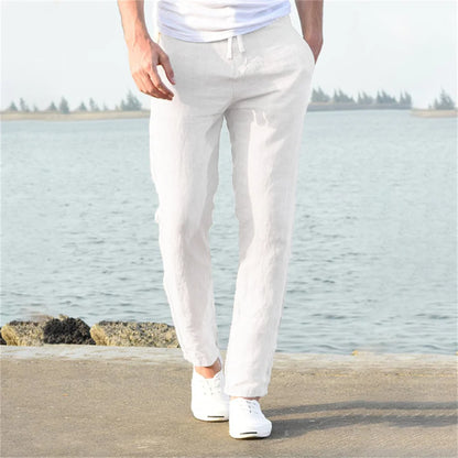 OLD MONEY WHITE LINEN TROUSERS