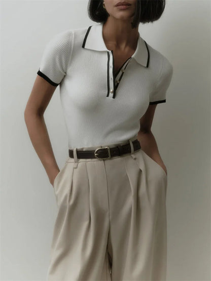 VINTAGE WHITE KNIT POLO