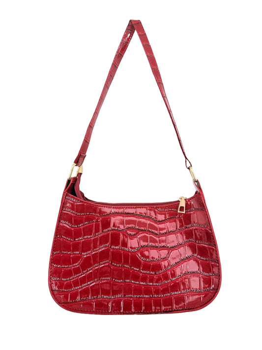 VINTAGE LEATHER RED SHOULDER BAG
