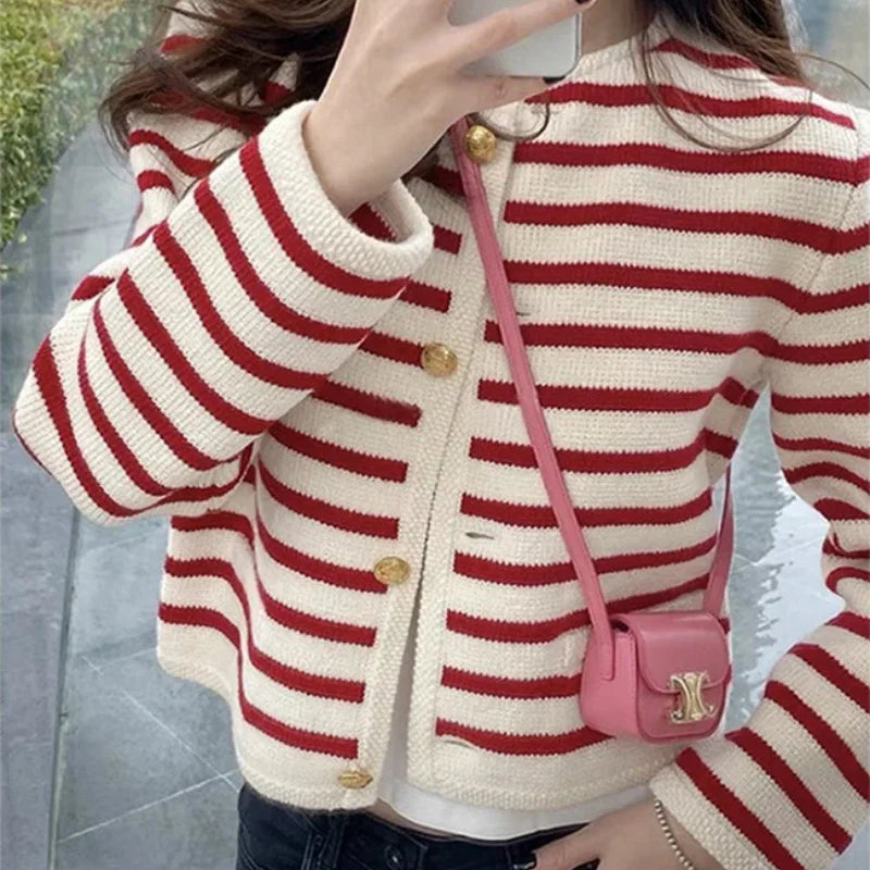 BELMONT RED STRIPED CARDIGAN